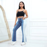 Achten Sie auf die Colorblock-Jeans - Schwarz